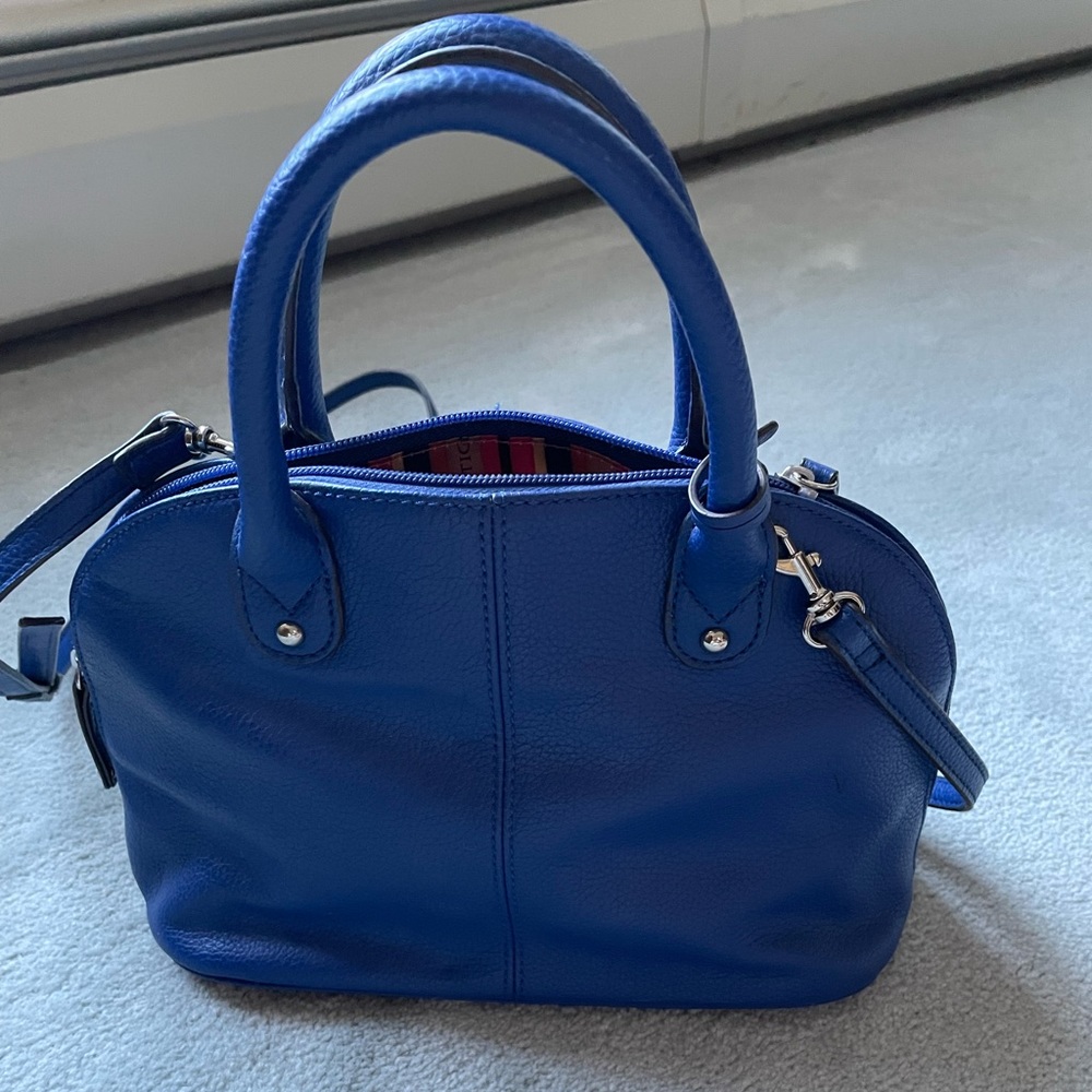 Tignanello Bright Blue Leather Double Handle Purse